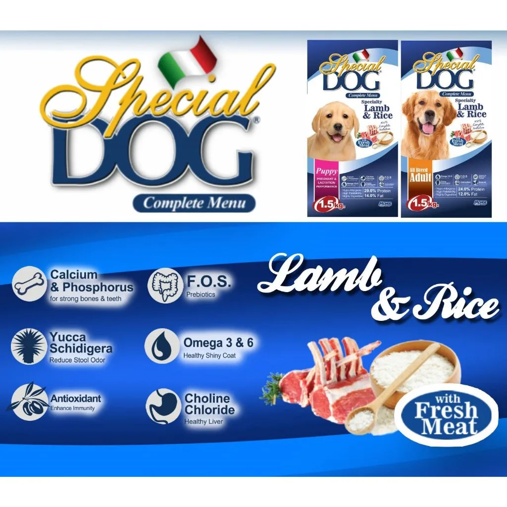 Special Dog Puppy & Mother Dry Food 1.5kg Original Packaging, Lamb & Rice Hypoallergenic