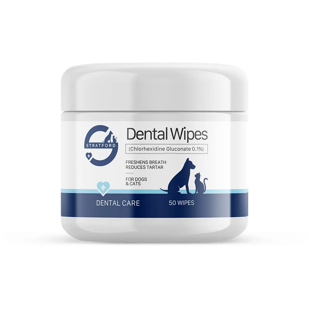 Stratford Dental Wipes for Dogs & Cats - Chlorhexidine Gluconate 0.1% (50 ct)