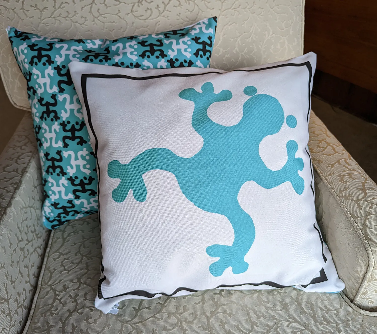 Teal and Black Coqui Pillow Shams