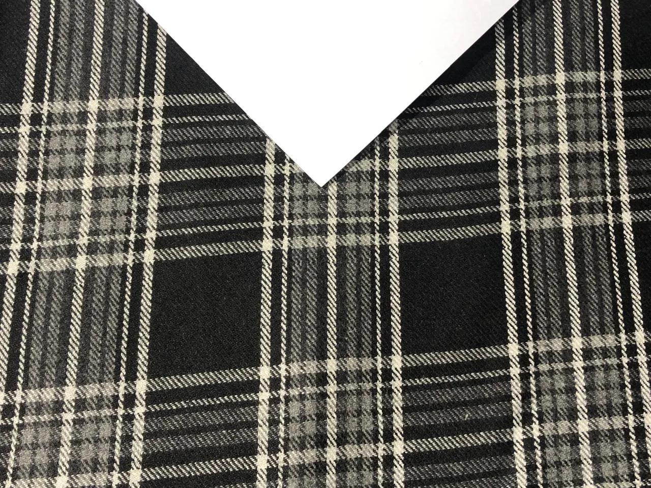Tweed Premium Suiting WOOL BLENDED plaids BLACK ,GREY AND WHITE Fabric 58" wide [16801]