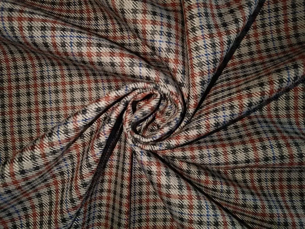 Tweed Suiting Heavy weight premium Fabric tan ,fawn, green and blue Plaids 58" wide [12868]