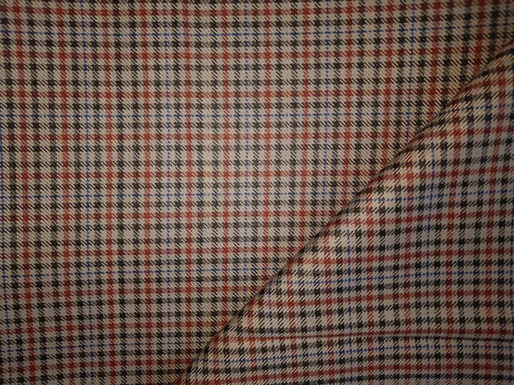 Tweed Suiting Heavy weight premium Fabric tan ,fawn, green and blue Plaids 58" wide [12868]